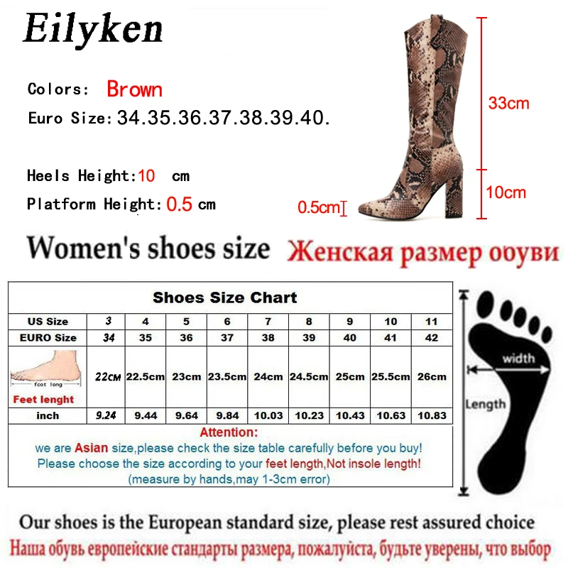 Eilyken; большие размеры 35-40; женские сапоги до колена; женская обувь на молнии на высоком каблуке; коллекция года; зимняя пикантная обувь с острым носком