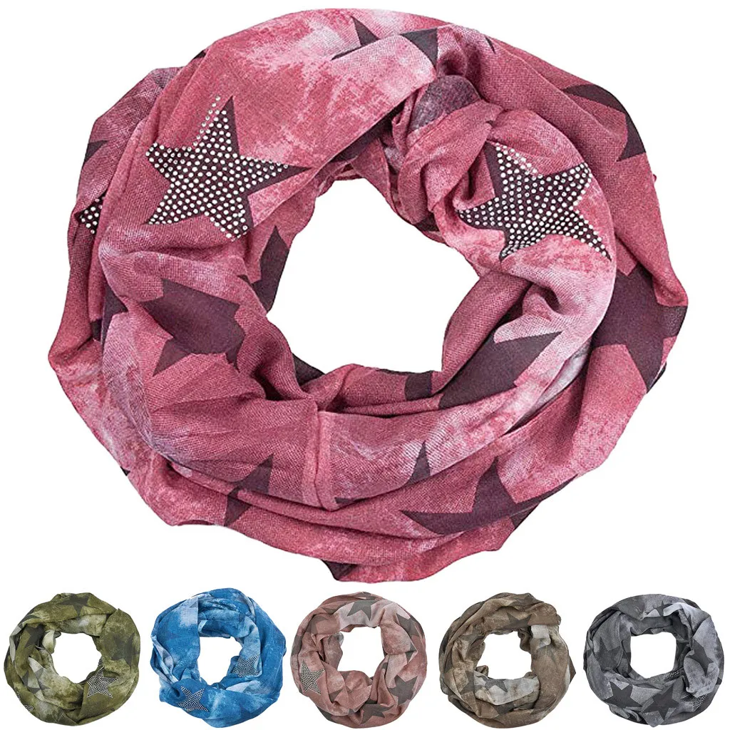 2020 new autumn Winter Women Fashion Star Scarf Outerwear Keeping Warm Neck Circle Soft Ring Scarves#O8 | Аксессуары для одежды