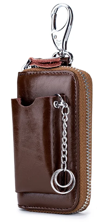 

2019 New Genuine Leather Key Wallet Multi Function Oil Wax Cowhide Keys Holder Unisex Portable Leather Keychain Funda Llave D982