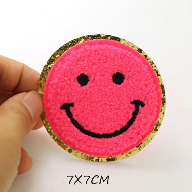 New Towel Smile lightning Rainbow Patch Embroidery  Sequin Patches For Clothes DIY Sticker For Cloth Iron On Bags/Jeans Applique Garment Tags Fabric & Sewing Supplies