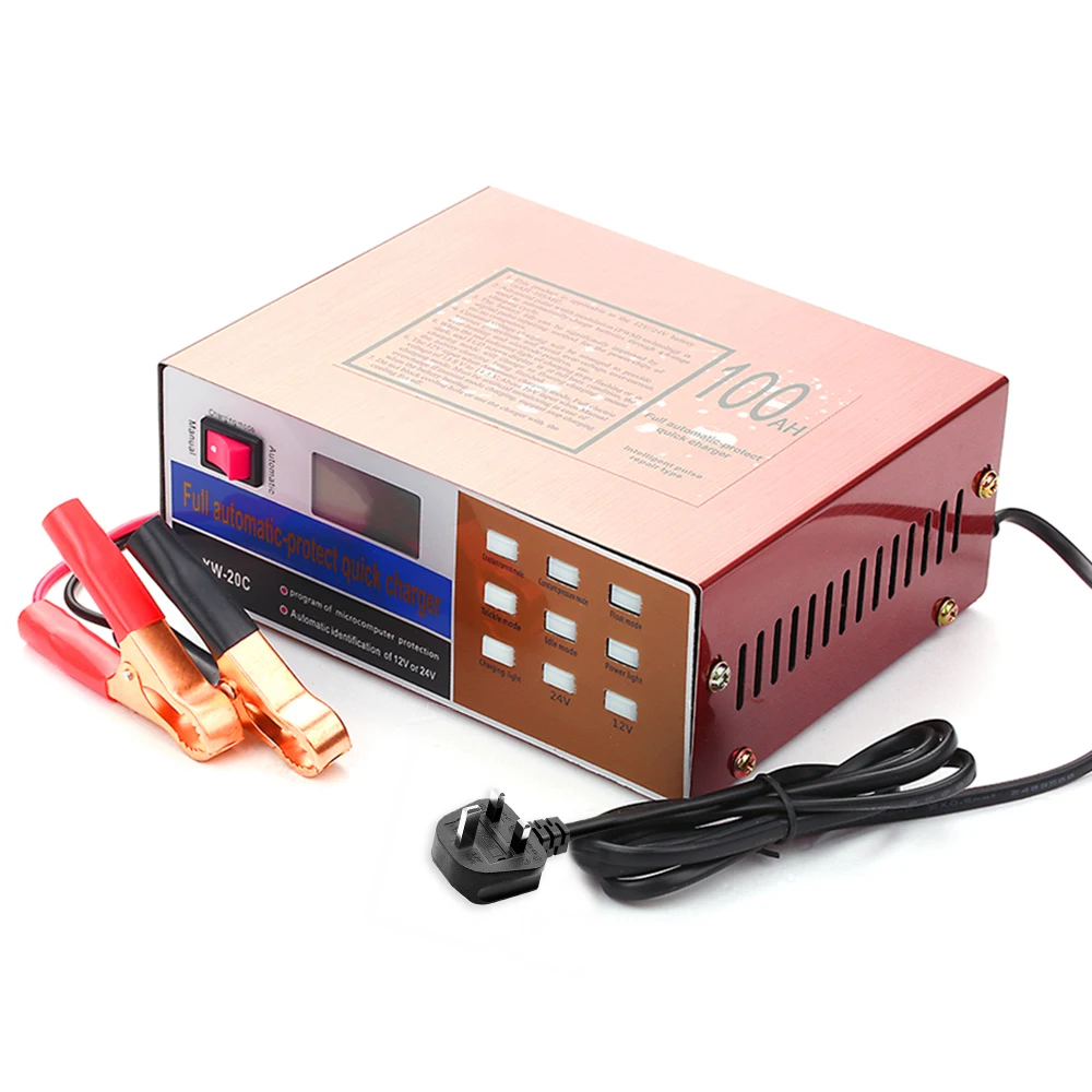 

Automatic Charging LCD Digital Display 12V 10A 24V Battery Charger with Clamp Clip for Car Motorcycle Tricycle