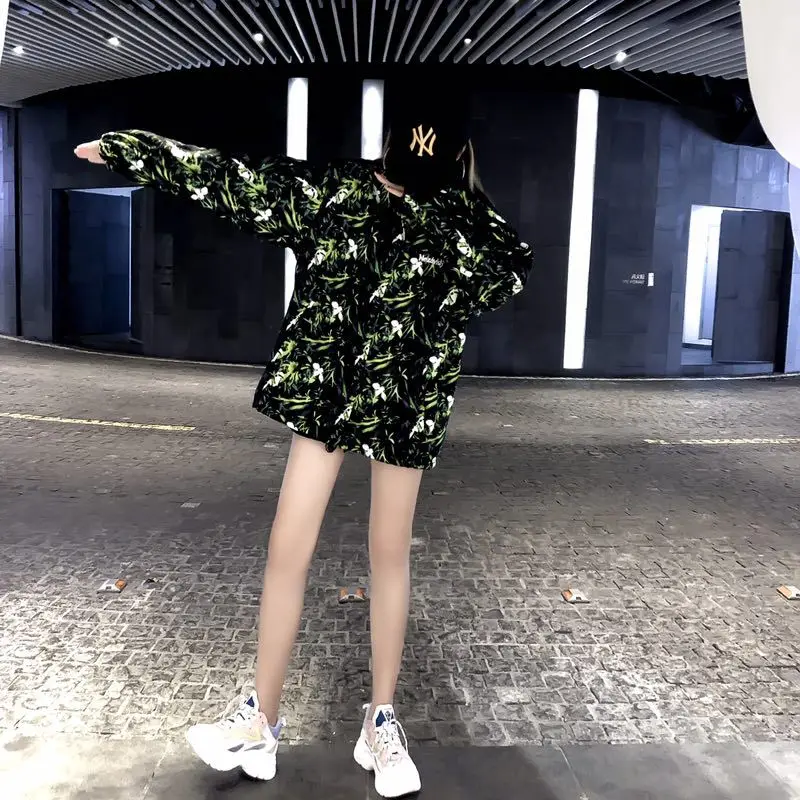 Ulzzang вышитое Женское пальто BF Harajuku в Корейском стиле, Тренч средней длины, тренд ранней осени, пара, свободная куртка
