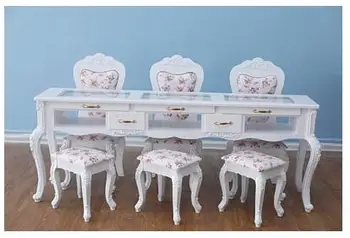 

European style white baking lacquer special price double deck manicure table single double person three person manicure table