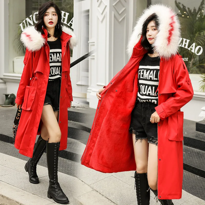 

2019 Winter New Style HJY2979 with Genuine Fur Collar Women's Korean-style Western Style jia rong Parka Overcoat a Generation of