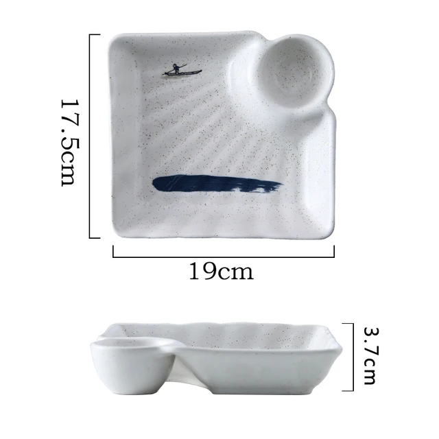 Japanese Sushi Plate Retro Personality Ceramics Steak Plate Creative Western Steak Dinner Plates Restaurant Tableware DA60PZ 7 inch