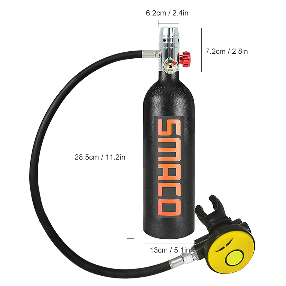 1Л кислородный баллон для дайвинга Воздушный бак респиратор для Акваланга регулятор 15-20 минут емкость для подводного плавания дыхательное оборудование