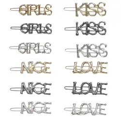 Женские металлические Необычные лягушки Bobby Pin забавные поцелуй любовь письмо заколки для волос дерево текстура коры минималистичные