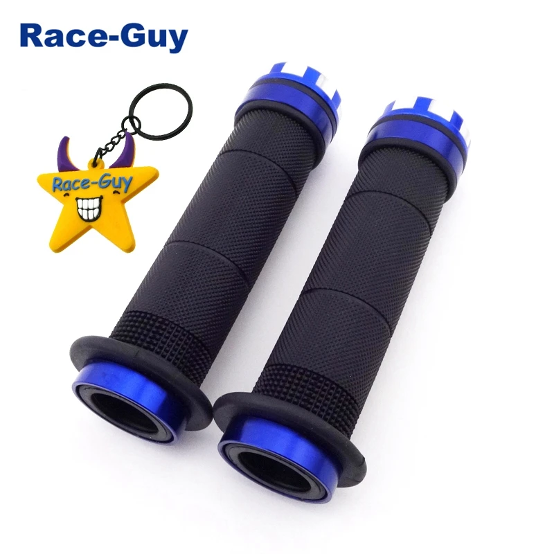 Blue Aluminum Rubber 7/8'' 22mm Handlebar Left Right Handle Grips For