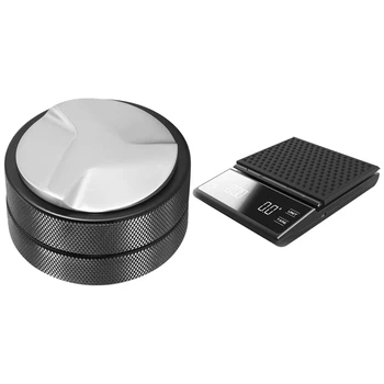 

Coffee Tamper Distributor Leveler Stainless Steel Coffee Bean Press Tool 51mm & Electronic Display Coffee Scale