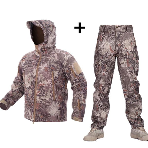 MK Coffee Мужские уличные водонепроницаемые куртки TAD V 5,0 Softshell охотничий наряд Термоодежда Тактический походный страйкбол спортивный костюм - Цвет: MK Coffee