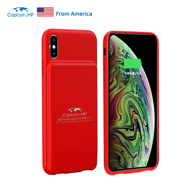 Captain HF Чехол Аккумулятор 4000мАч Беспроводное Зарядное Устройство для iPhone XR XS