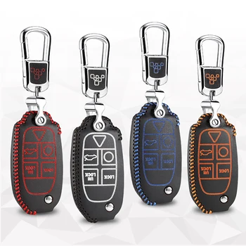 

Key case for volvo XC90 2004 2008 2010 2013 xc class 2014 shell key cover holder top layer leather key Free shipping