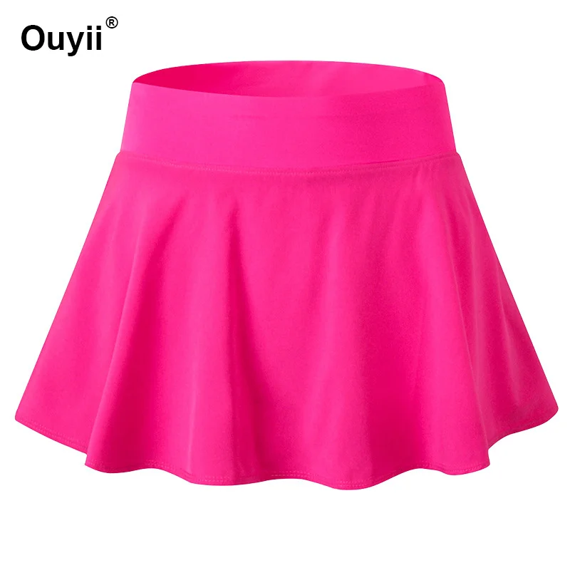 Women Yoga Shorts With Underwear Shorts Tennis Running Short Gym Fitness Quick-Drying Sport Culottes Pleated Tennis Short Skirt - Цвет: Rose red