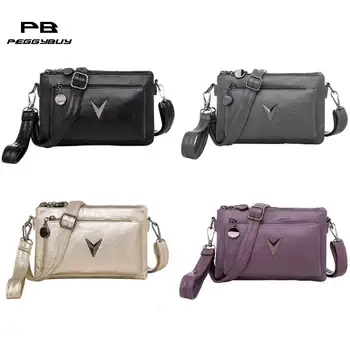 

Solid Color Crossbody Bags PU 4 Layers Purse Handbag Women Shoulder Bag