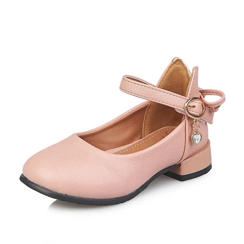 Pink Детские Вечерние и свадебные туфли с бантом для маленьких девочек; кожаные туфли принцессы для девочек; школьная танцевальная обувь; Новинка; B638 - Цвет: Pink