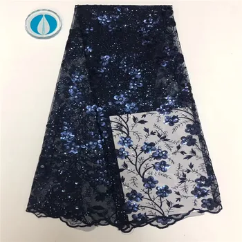 

Madison African Lace Sequence Fabrics Best Quality Sequins Fabrics French Tulle Mesh Lace Fabric Nigerian Net Lace for Wedding