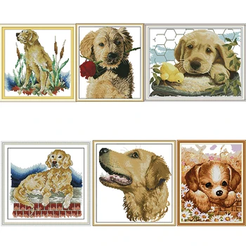 

Lonely Dog Series Printed Pattern Cross Stitch Kits 11CT14CT Counted Crafts DMC Fabric Handmade Sewing Needlework Embroidery Set