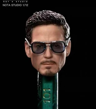 

1/12 Iron Man Tony Head Sculpt with Glasses Carved Model 6"Male Action Figure Accessory For 6" Male/man Action Figure Body Doll
