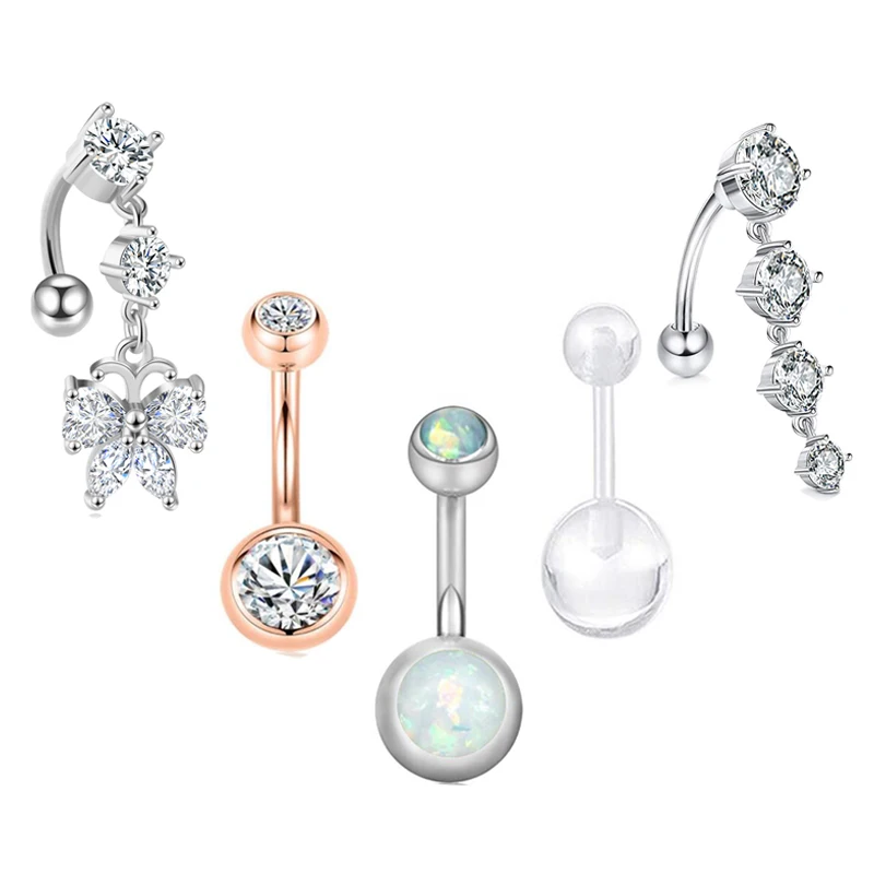

Mix 5 Style Wholeales 50pcs Women Belly Navel Rings Fashion Body Piercing Belly button rings 14gdrop shipping