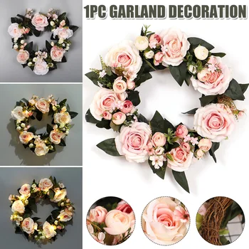 

Floral Wreath Classic Flowers Rose Wreath for Home Room Garden Lintel Decoration YU-Home