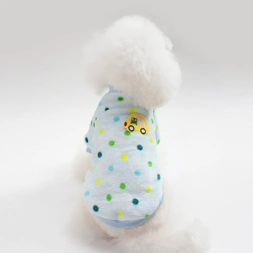 Модная одежда для домашних животных в горошек, мягкая плюшевая бархатная куртка, пуловер, свитер, пальто для собак, удобная повседневная одежда для осени и зимы