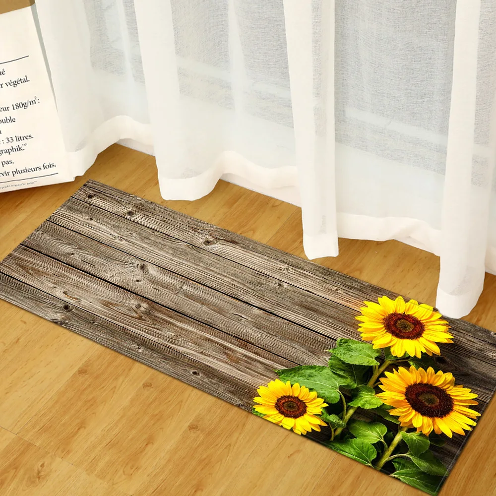 WUJIE Wooden Sunflowers Pattern Kitchen Rug Rectangle Dootmats Anti-slip Mat 100% Polyester Door Mat Entrance Carpets Floor Mats WUJIE Wooden Sunflowers Pattern Kitchen Rug Rectangle Dootmats Anti-slip Mat 100% Polyester Door Mat Entrance Carpets Floor Mats
