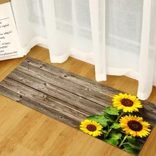 Wujie sunflowers padrão de madeira cozinha tapete retângulo dootmats anti-deslizamento esteira 100% poliéster porta tapete de entrada tapetes