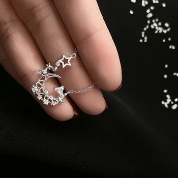 

Exquisite 925 Sterling Silver AAA Zircon Moon Pendants Necklaces for Women Jewelry Clavicle Chokers Necklace Party Accessory