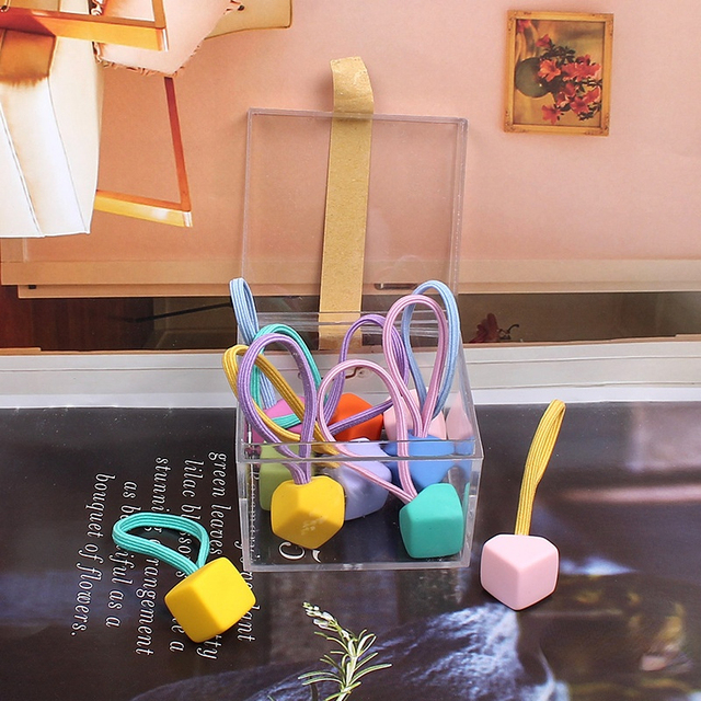 Version of Children's Hair Accessories Exquisite 10 Boxes Rubber Paint Jelly Color Hair Rope Rubber Band Hair Tie Female