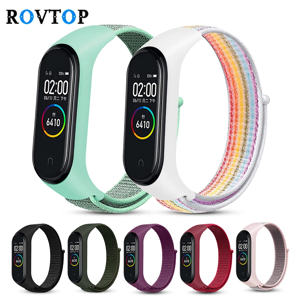 Rovtop цветной нейлоновый ремешок для Xiaomi Mi band 4 3 браслет Miband сменный дышащий