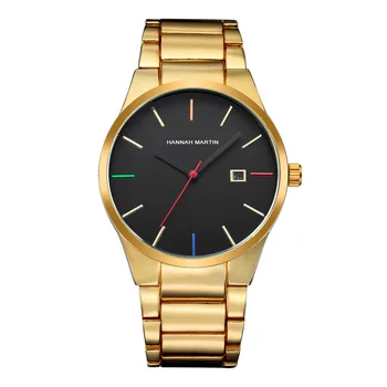 

2019 Hot Selling Men's Watch Fashion Casual Business Sports Steel Belt Calendar Waterproof New Style Quartz Gold Watch