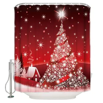 

Custom Home Decor Christmas Decoration Background Fabric Modern Shower Curtain European Style Bathroom Waterproof
