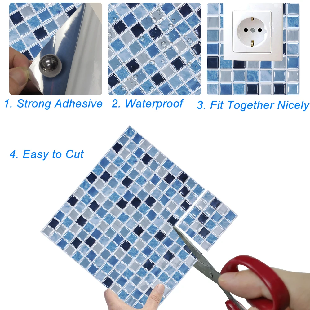 12 &quotx 12" 3D настенная плитка стикер пилинг и палка водонепроницаемый кухня Backsplash