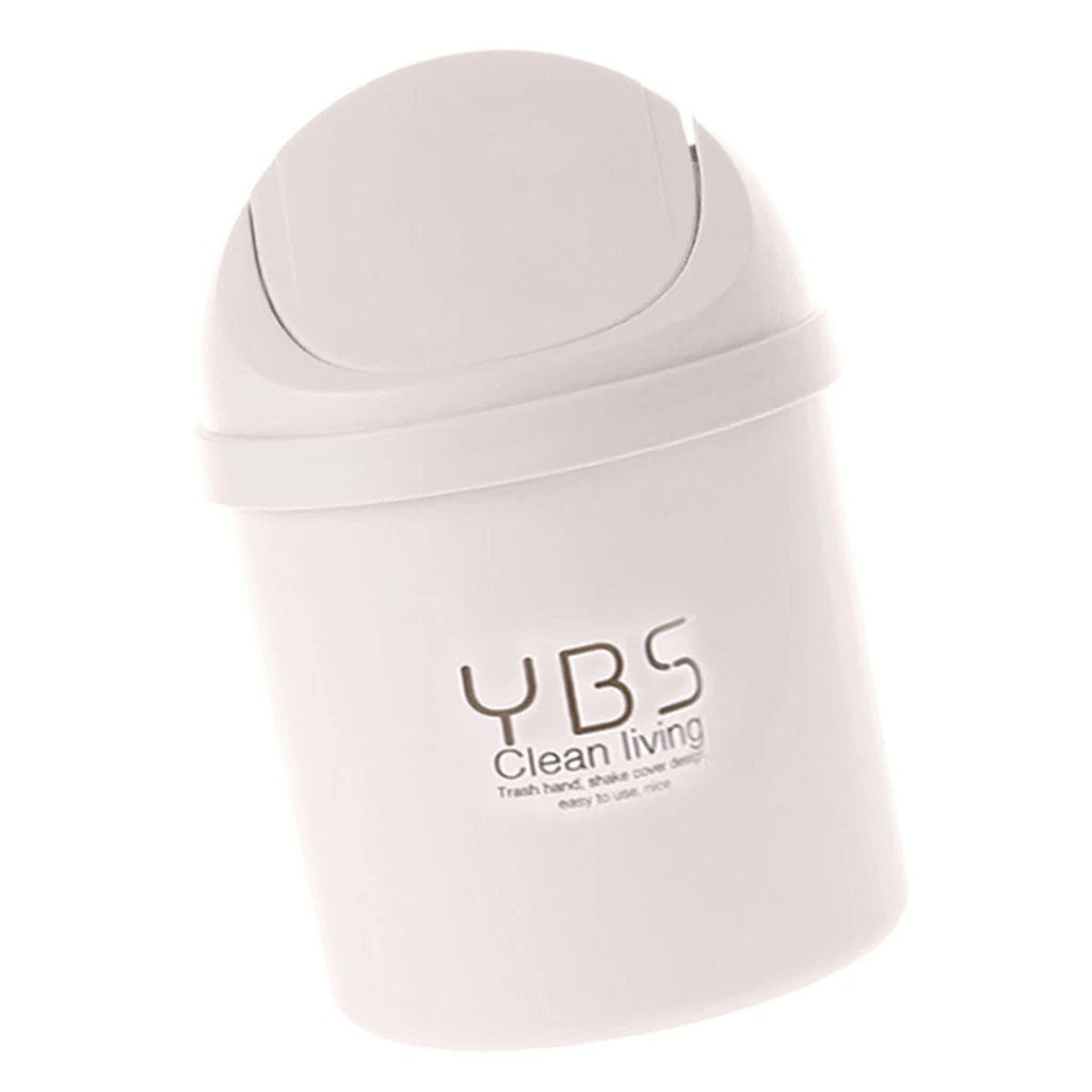 Mini Desktop Trash Can with Swing Lid, Creative Waste Paper Basket for Living Room, Office, Car, Tabletop