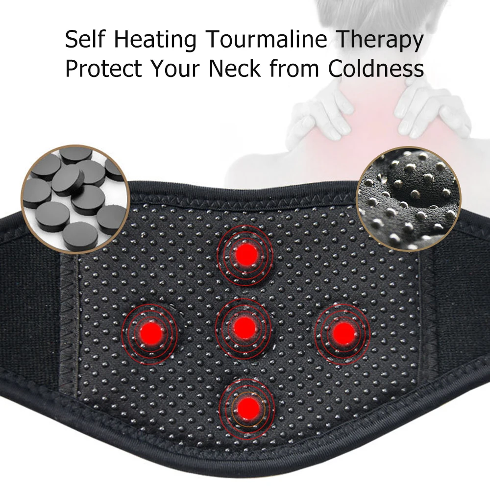 Self-heating Tourmaline Neck Magnetic Therapy Support Belt Adjustable Heating Neck Braces Collar Pain Relief Health Care Tool