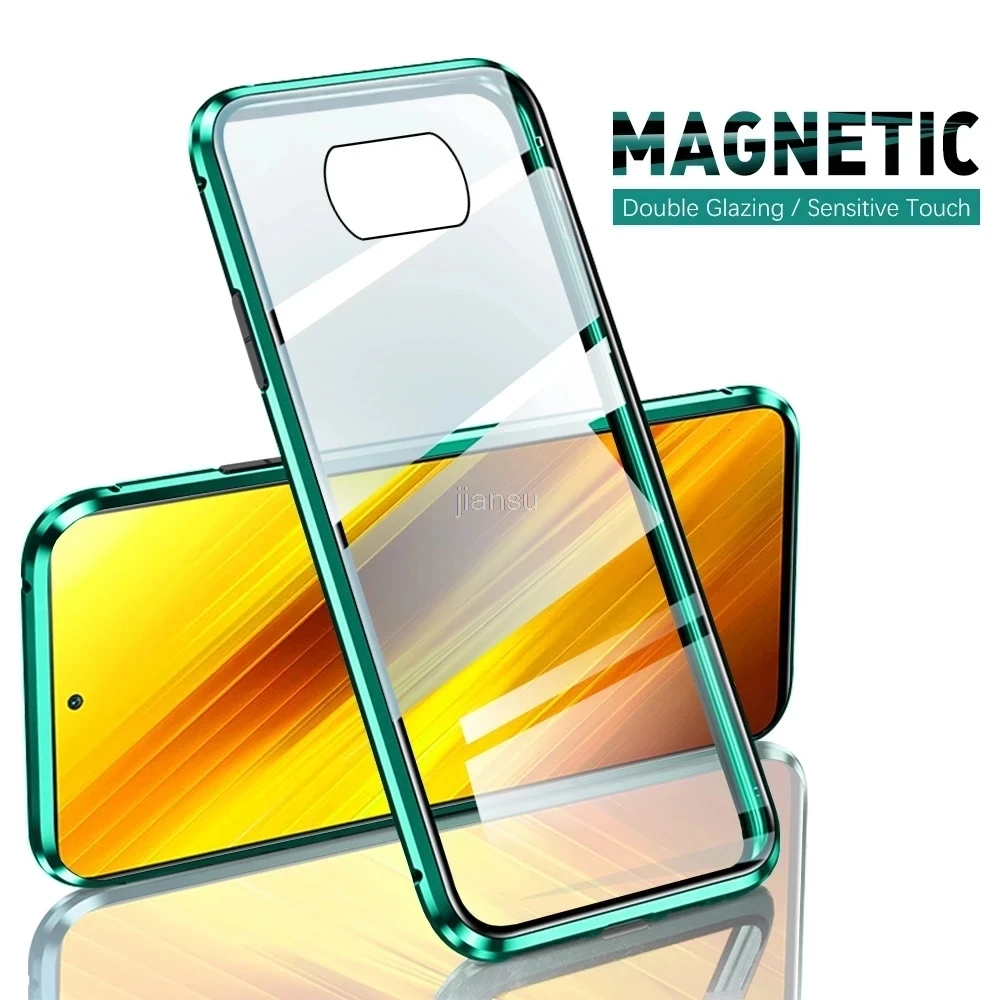 Двухсторонний магнитный металлический стеклянный чехол для Xiaomi Redmi Note 9 9S 8 8T 7 8A 9A