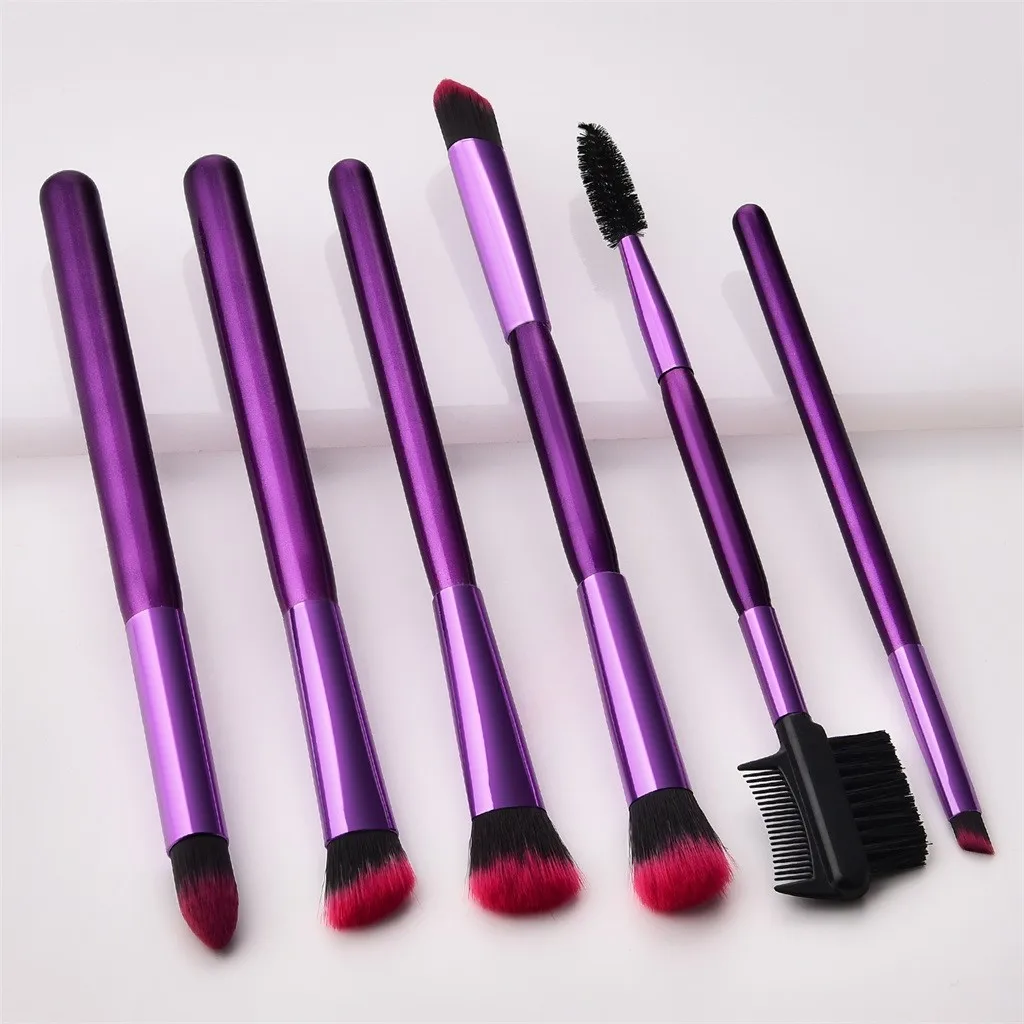

6 Pcs Fuchsia And Black Eyeshadow Brushes Makeup Brush Sets J8060