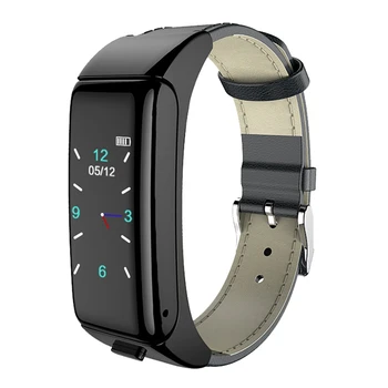

B6 Smart Sports Bracelet Bluetooth Headset 2-In-1 Call to Listen to Music Heart Rate Monitoring Bracelet(Leather belt)