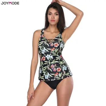 

JOYMODE Two Piece Tankini Set Summer New Sexy Bandage Backless Bathing Suit Women Floral Print Swimsuit Beachwear Lady Swimwear