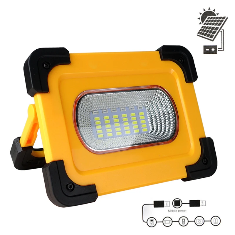 

2000lm Led Portable Spotlight Super Bright COB Led Work Light USB & Solar lamp Rechargeable for Outdoor Lamp emergency light
