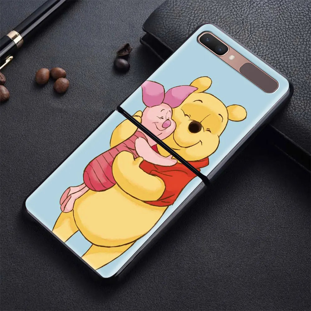 galaxy z flip3 case Pooh Bear Cute Shockproof Cover for Samsung Galaxy Z Flip Flip3 5G Black Phone Case Shell Hard Fundas Coque Capa samsung flip3 case