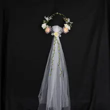 Простой очаровательный Свадебный веночек, вуаль, богемный пляжный стиль, женские аксессуары для волос, головной убор