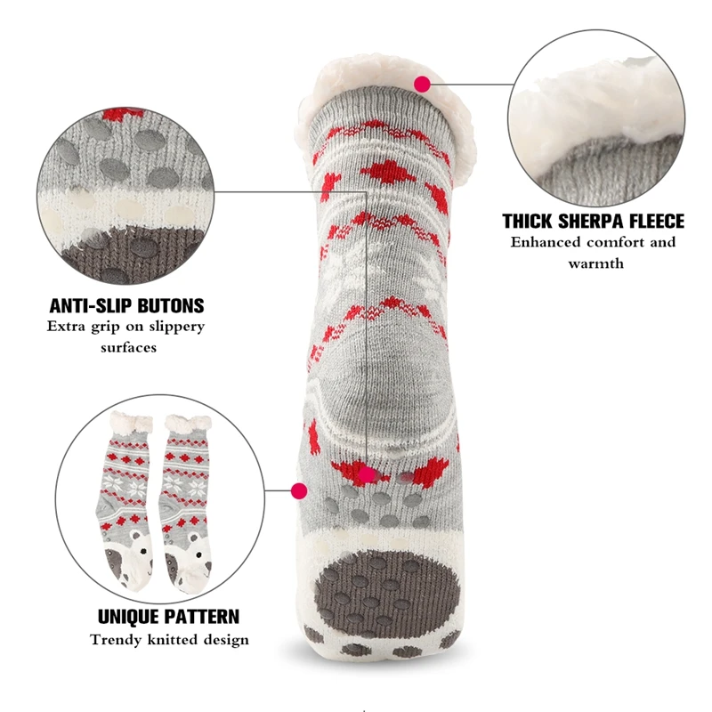 Women's Winter Socks Thick Plush Cotton Socks Warm Non-slip Home Floor Socks Christmas Gifts Cartoon Carpet Socks New