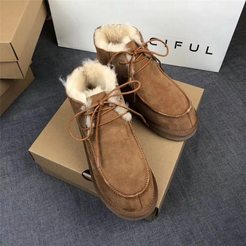 Новинка; женские зимние ботинки из натуральной овечьей кожи; Зимние ботильоны из натурального меха; теплая шерстяная женская зимняя обувь на меху; Botas Mujer