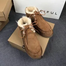 Новинка; женские зимние ботинки из натуральной овечьей кожи; Зимние ботильоны из натурального меха; теплая шерстяная женская зимняя обувь на меху; Botas Mujer