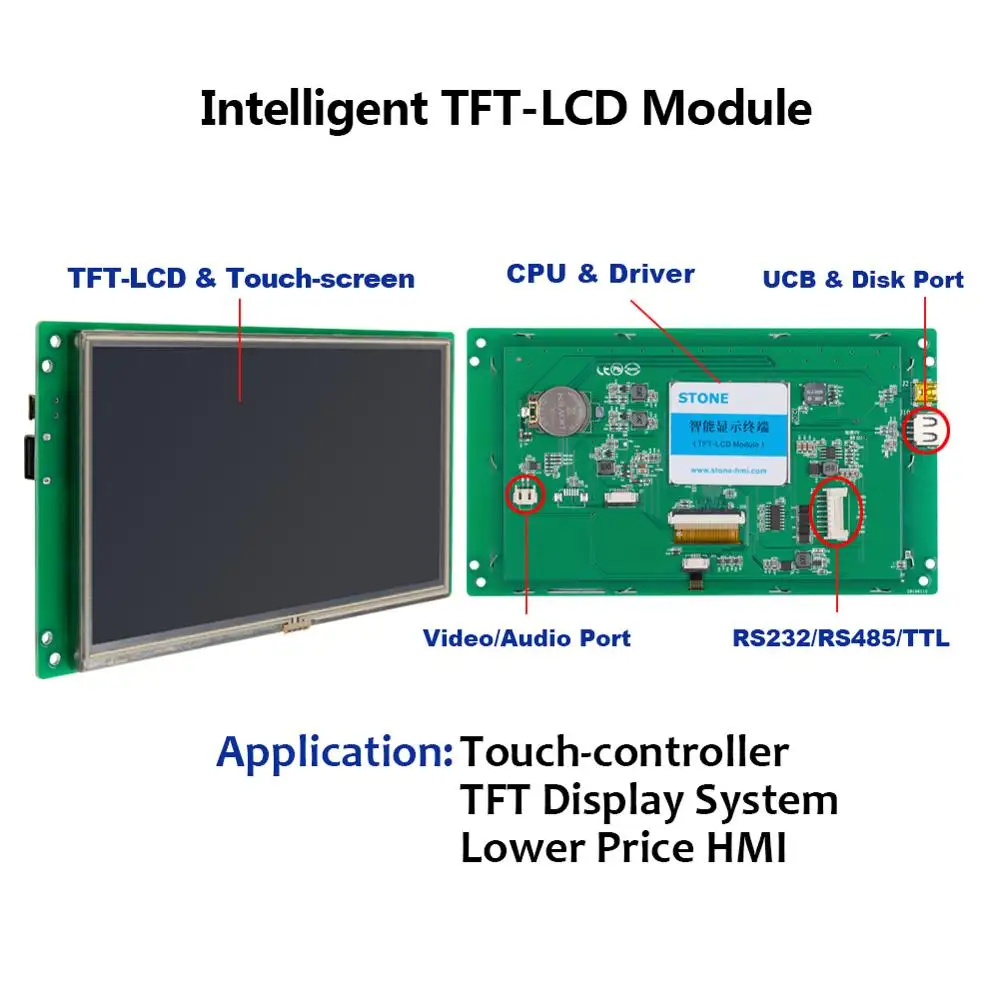 MCU интерфейс lcd 10,1 дюймов HMI сенсорный дисплей с контроллером плата+ Поддержка программы любой микрочип/MCU