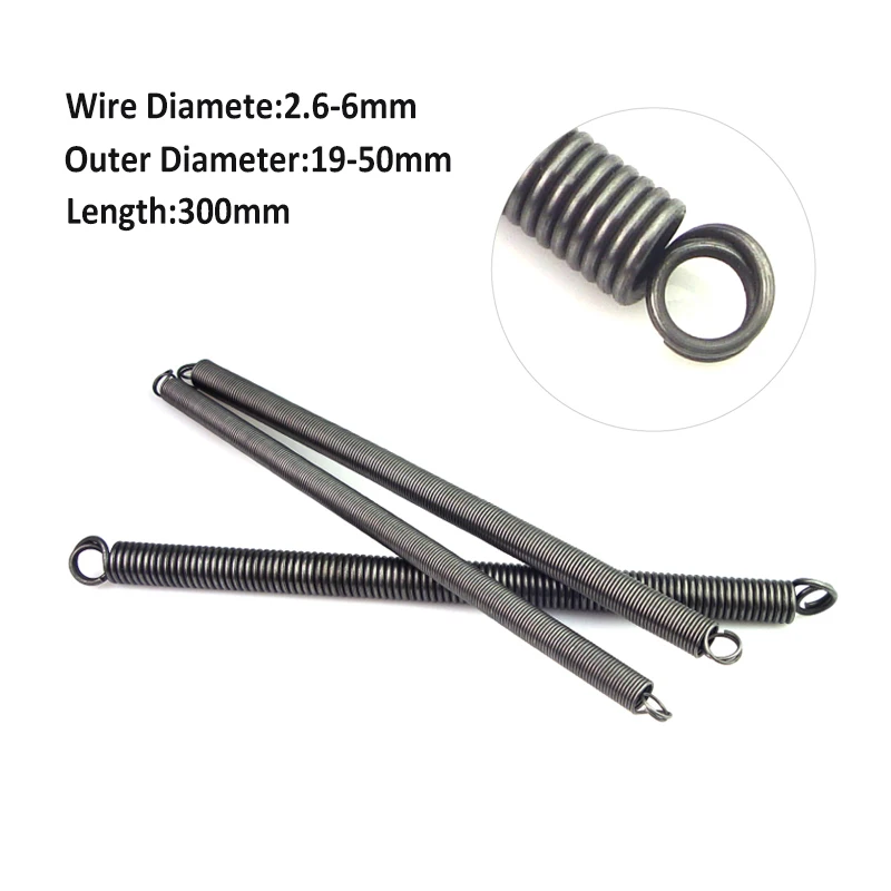 1Pcs Extension Springs with Loop Ends Tension Expanding Spring Double Loop Wire Dia2.6-6mm OD19-50mm L300mm