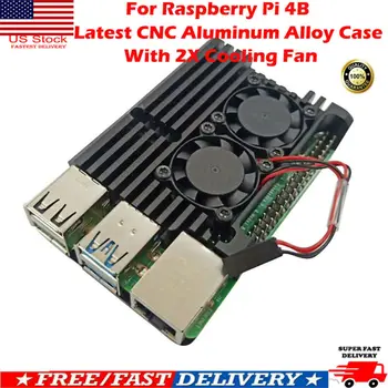 

For Raspberry Pi 4B Latest CNC Aluminum Alloy Case Enclosure with Cooling Fan US