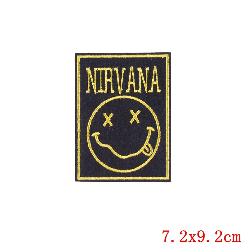 Черный Prajna рок-группа патч Nirvana волнистые железные вышитые нашивки для одежды наклейки полоски на одежде Король Лев патч Панк сделай сам - Цвет: Черный