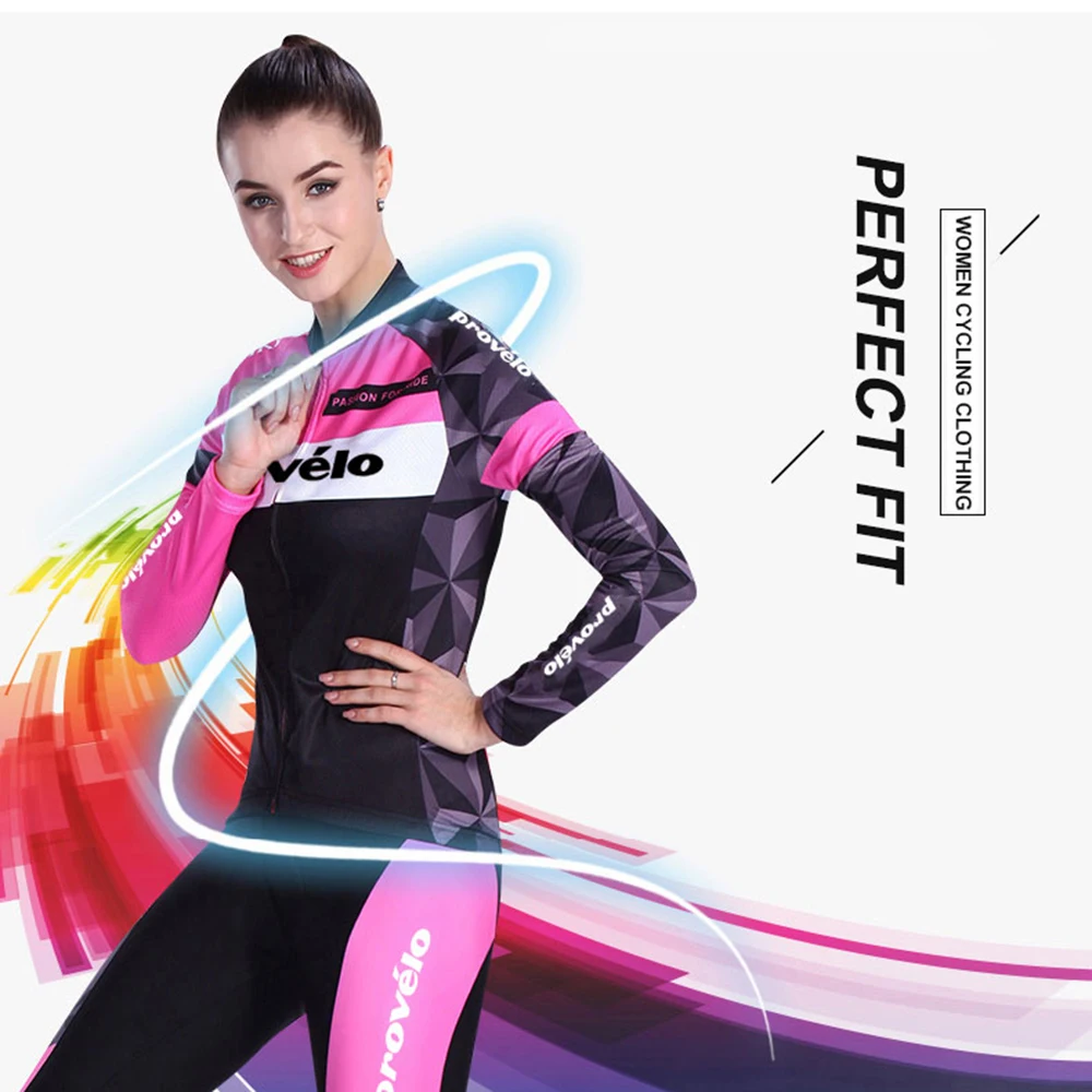 Cycling Jersey Set Women Long Sleeve Cycling Clothing Breathable Mesh Fabric MTB Bike Jersey Road Bicycle Mujer Ropa Ciclismo